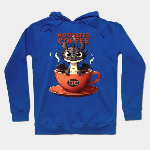 Motivated by Coffee // Funny Dragon Hoodie by Trendsdk